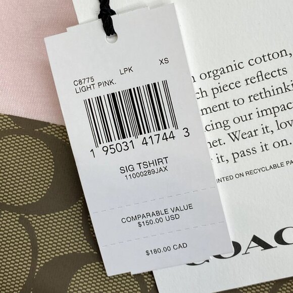 NEW COACH Women’s Signature Logo Graphic T-Shirt Size XS Light Pink - Picture 5 of 11